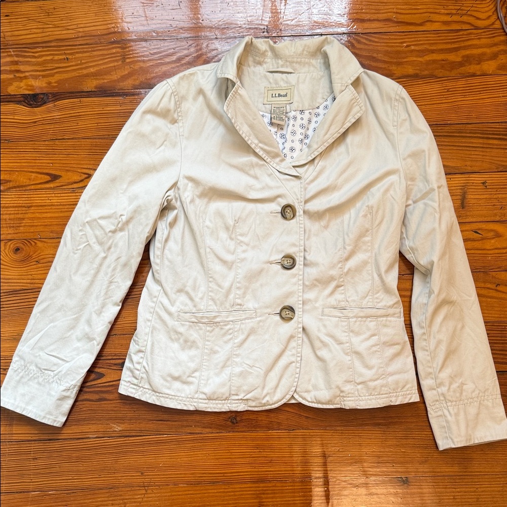 L.L. Bean Women's Beige Button-Up Blazer